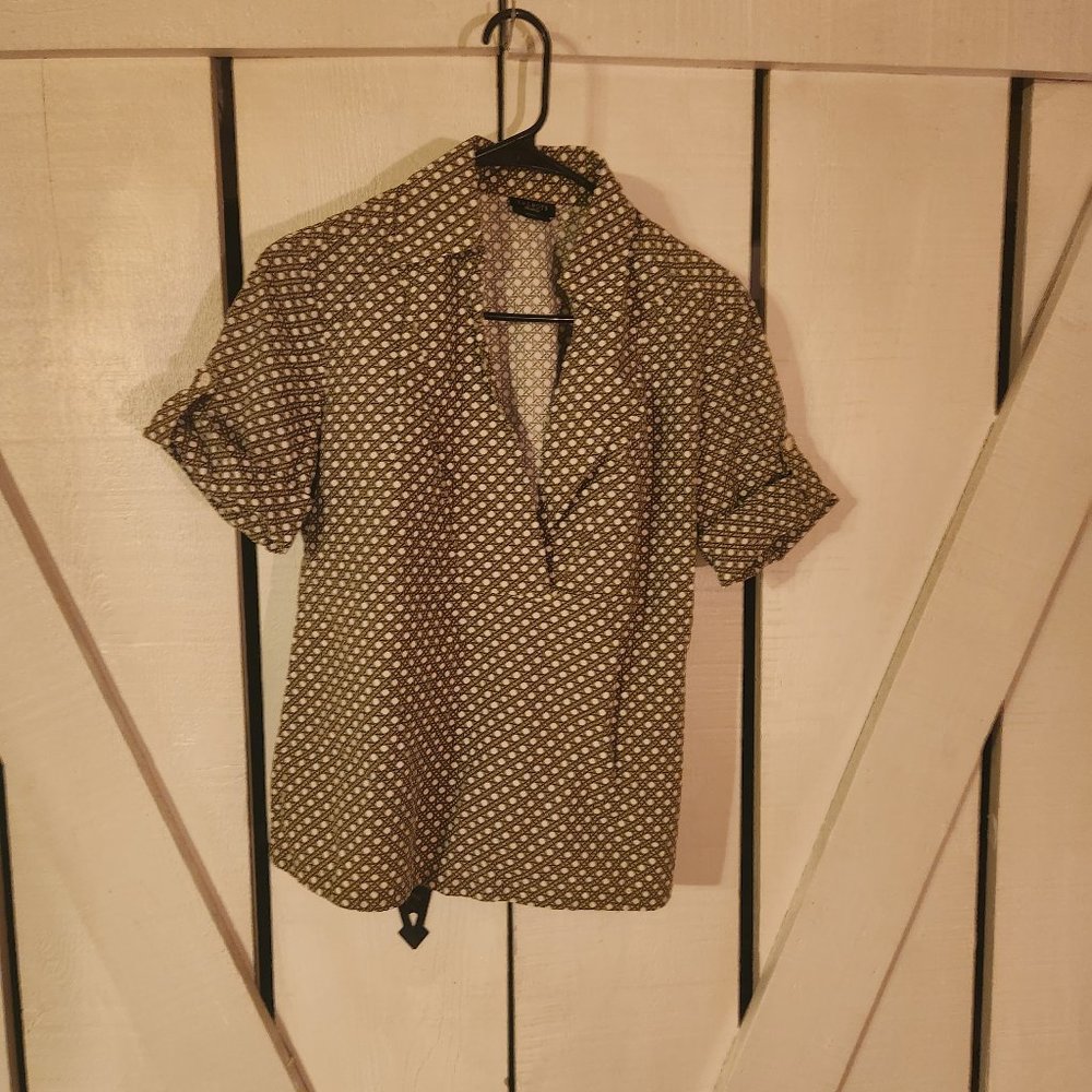 Talbots Stretch Green Polka Dotted Side Zip - M